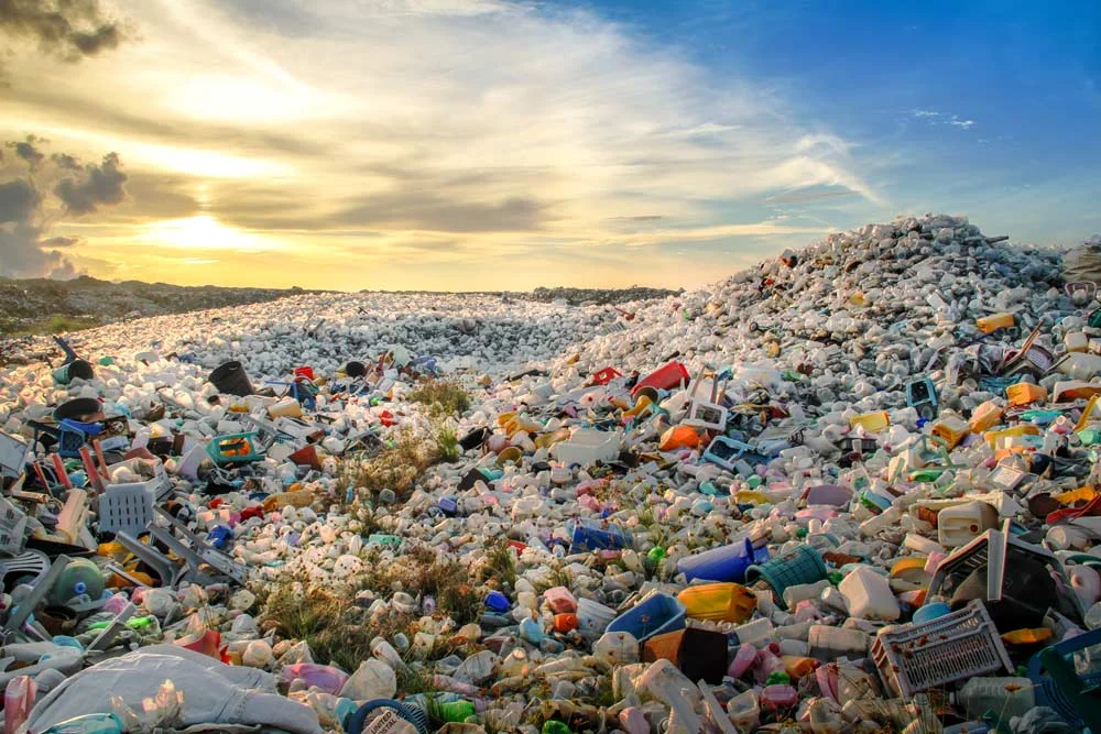 A landfill filled with discarded waste